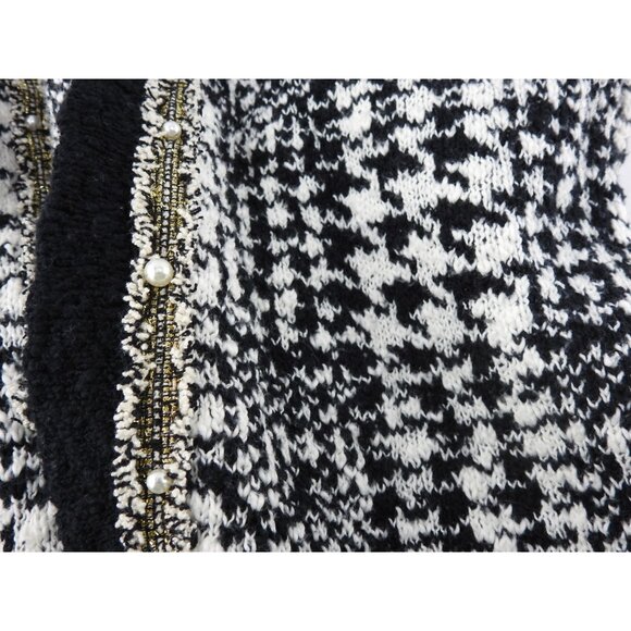 Cicos Women’s Cardigan Sweater Sz 0 Black White Houndstooth Open Front Tweed - Picture 8 of 12